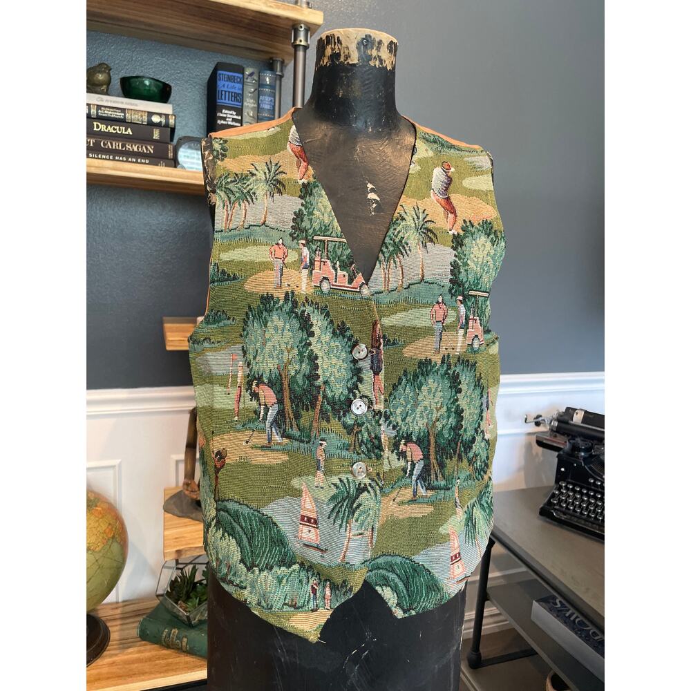 Vintage Golf Vest, Tapestry Design, Chelsea Studio, Large, Sports ~ 220713-MEL 8